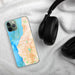 Custom Edmonds Washington Map Phone Case in Watercolor on Table with Black Headphones