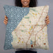 Person holding 22x22 Custom Edmonds Washington Map Throw Pillow in Woodblock