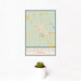 12x18 Elberton Georgia Map Print Portrait Orientation in Woodblock Style With Small Cactus Plant in White Planter