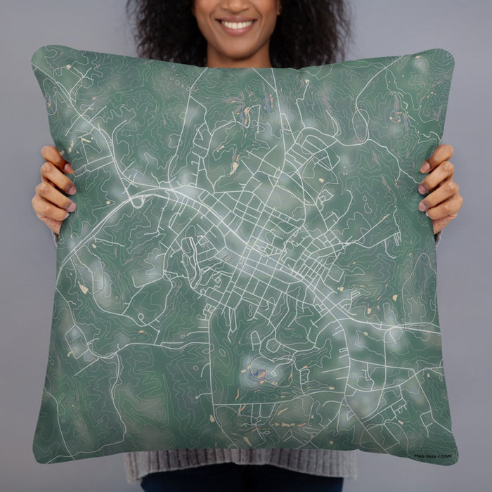 Person holding 22x22 Custom Elberton Georgia Map Throw Pillow in Afternoon
