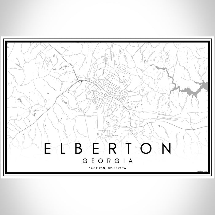 Elberton Georgia Map Print Landscape Orientation in Classic Style With Shaded Background
