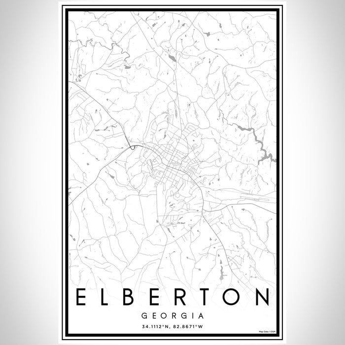 Elberton Georgia Map Print Portrait Orientation in Classic Style With Shaded Background