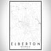 Elberton Georgia Map Print Portrait Orientation in Classic Style With Shaded Background