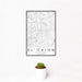 12x18 El Cajon California Map Print Portrait Orientation in Classic Style With Small Cactus Plant in White Planter