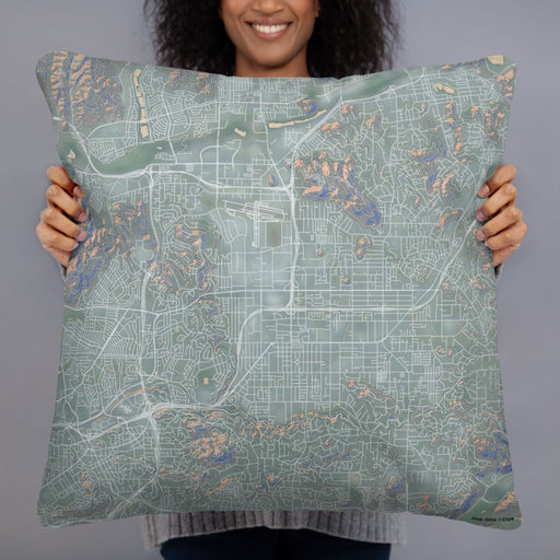 Person holding 22x22 Custom El Cajon California Map Throw Pillow in Afternoon