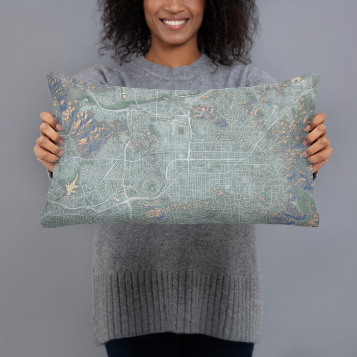 Person holding 20x12 Custom El Cajon California Map Throw Pillow in Afternoon