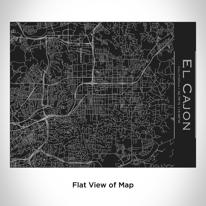 Rendered View of El Cajon California Map Engraving on 20oz Stainless Steel Insulated Bottle with Bamboo Top in Black