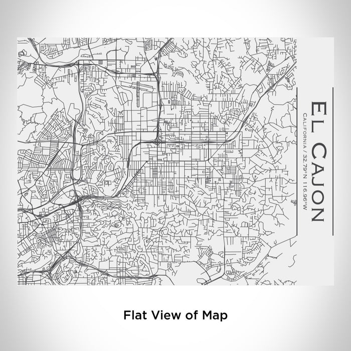 Rendered View of El Cajon California Map Engraving on 20oz Stainless Steel Insulated Bottle with Bamboo Top in White