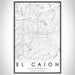 El Cajon California Map Print Portrait Orientation in Classic Style With Shaded Background