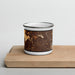 Front View Custom El Cajon California Map Enamel Mug in Ember on Cutting Board