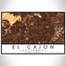 El Cajon California Map Print Landscape Orientation in Ember Style With Shaded Background