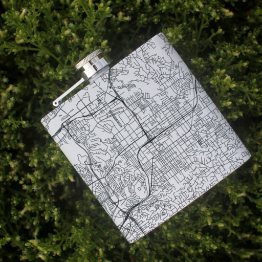 El Cajon California Custom Engraved City Map Inscription Coordinates on 6oz Stainless Steel Flask in White