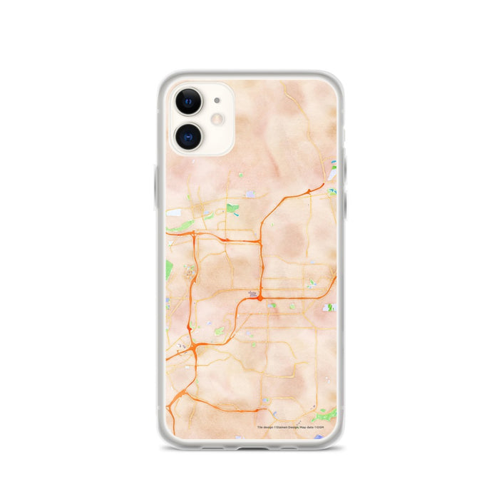 Custom iPhone 11 El Cajon California Map Phone Case in Watercolor
