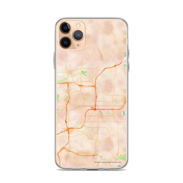 Custom iPhone 11 Pro Max El Cajon California Map Phone Case in Watercolor