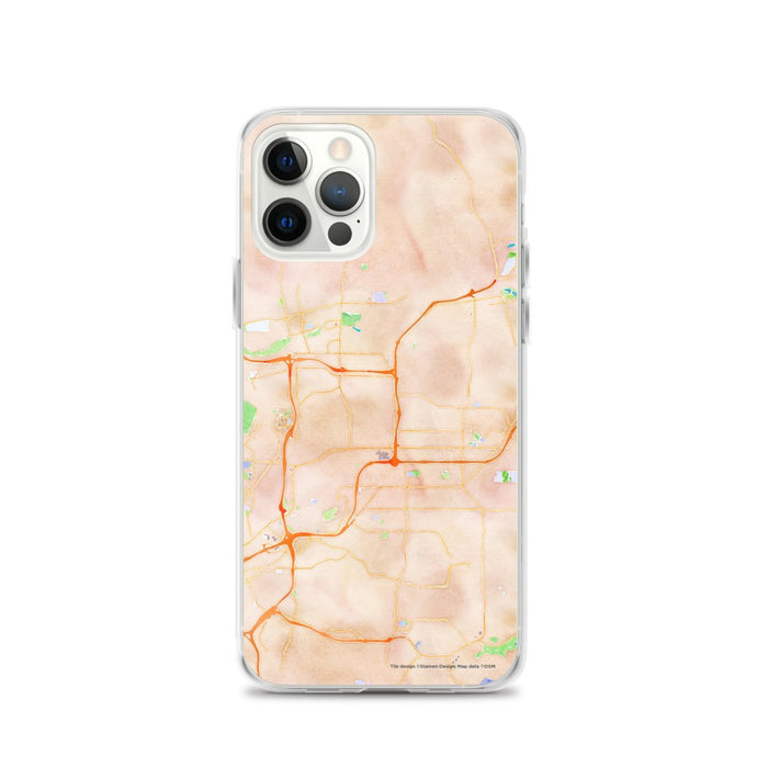 Custom iPhone 12 Pro El Cajon California Map Phone Case in Watercolor