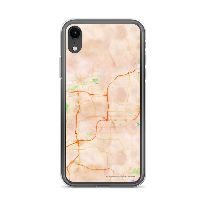 Custom iPhone XR El Cajon California Map Phone Case in Watercolor