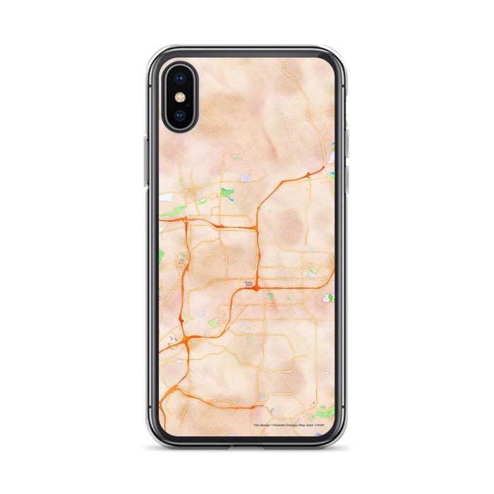 Custom iPhone X/XS El Cajon California Map Phone Case in Watercolor