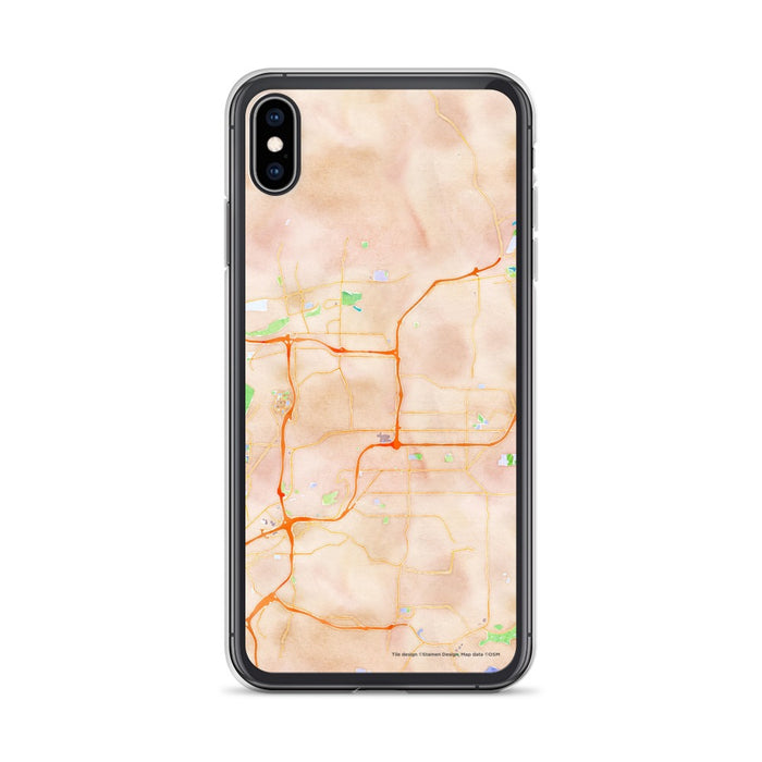 Custom iPhone XS Max El Cajon California Map Phone Case in Watercolor
