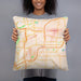 Person holding 18x18 Custom El Cajon California Map Throw Pillow in Watercolor