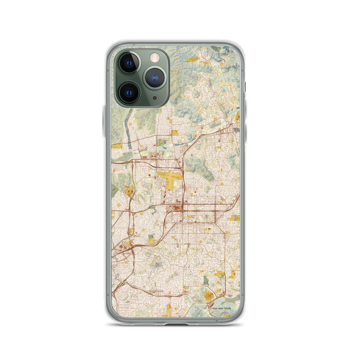 Custom iPhone 11 Pro El Cajon California Map Phone Case in Woodblock