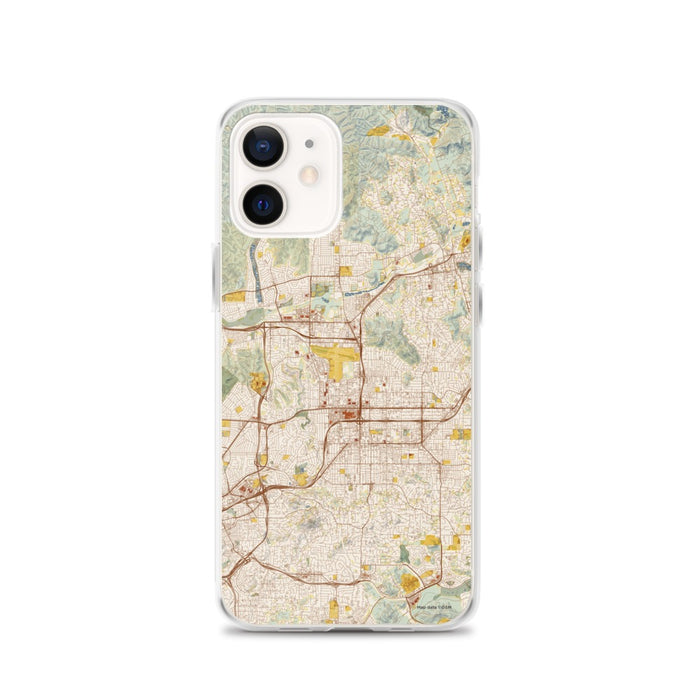 Custom iPhone 12 El Cajon California Map Phone Case in Woodblock
