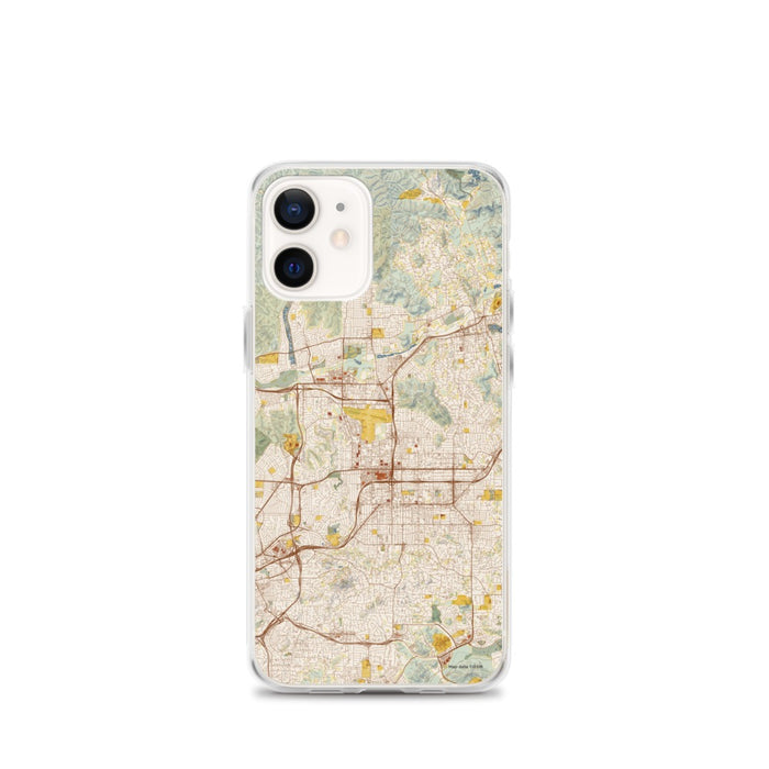 Custom iPhone 12 mini El Cajon California Map Phone Case in Woodblock