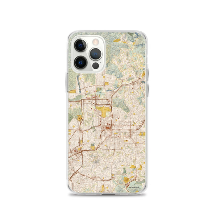 Custom iPhone 12 Pro El Cajon California Map Phone Case in Woodblock
