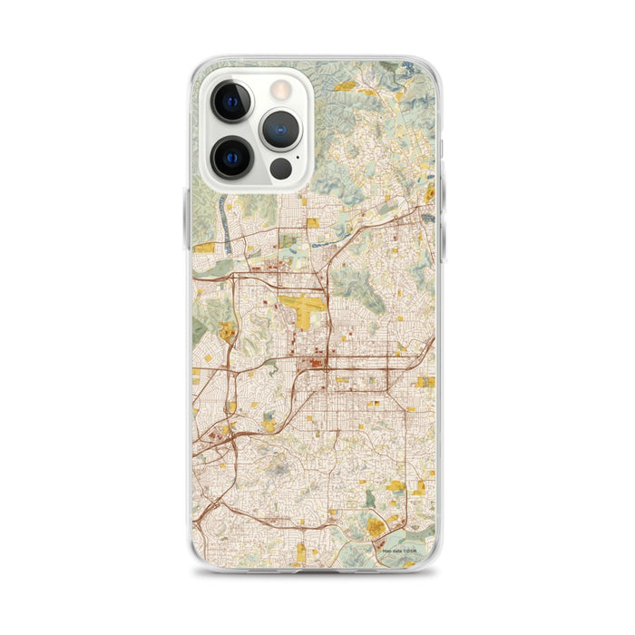 Custom iPhone 12 Pro Max El Cajon California Map Phone Case in Woodblock