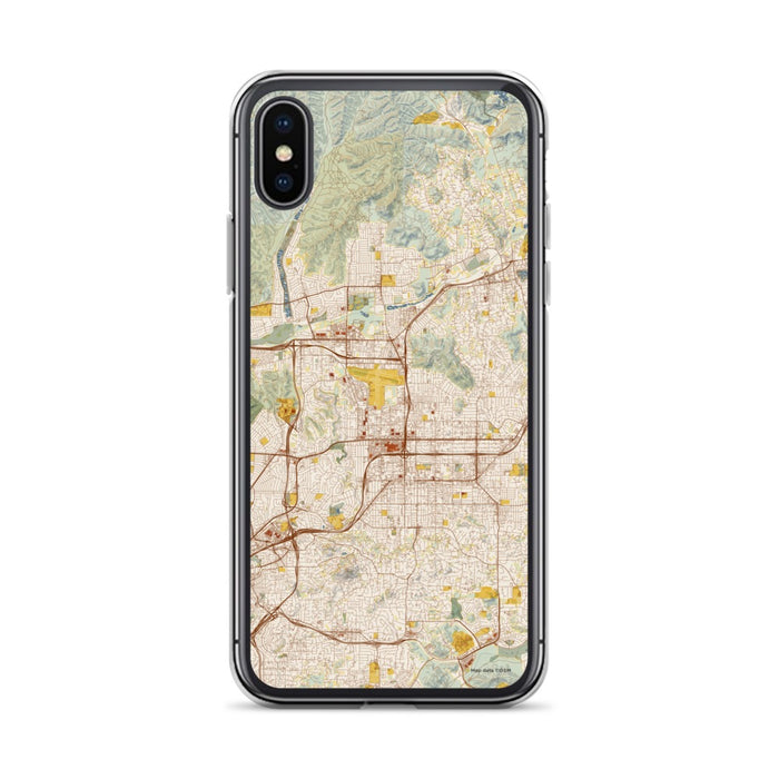 Custom iPhone X/XS El Cajon California Map Phone Case in Woodblock