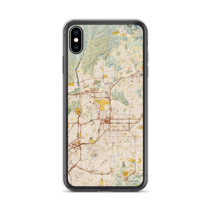 Custom iPhone XS Max El Cajon California Map Phone Case in Woodblock