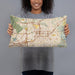 Person holding 20x12 Custom El Cajon California Map Throw Pillow in Woodblock