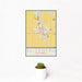 12x18 El Centro California Map Print Portrait Orientation in Woodblock Style With Small Cactus Plant in White Planter