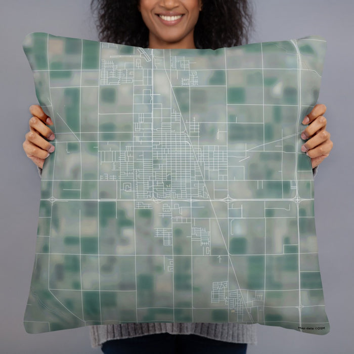 Person holding 22x22 Custom El Centro California Map Throw Pillow in Afternoon