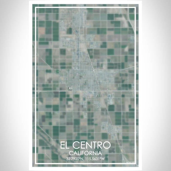El Centro California Map Print Portrait Orientation in Afternoon Style With Shaded Background