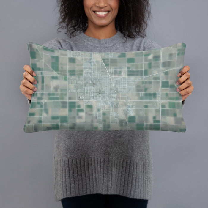 Person holding 20x12 Custom El Centro California Map Throw Pillow in Afternoon
