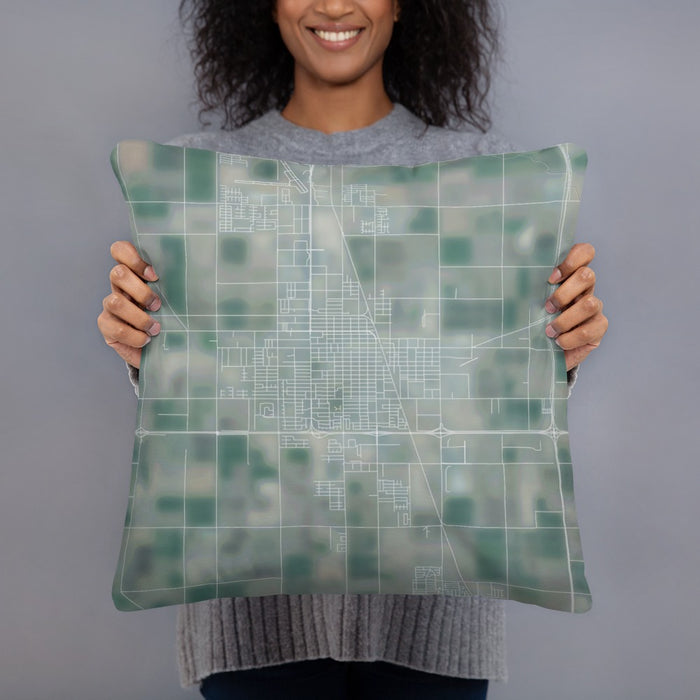 Person holding 18x18 Custom El Centro California Map Throw Pillow in Afternoon