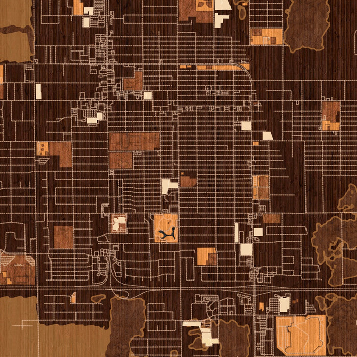 El Centro California Map Print in Ember Style Zoomed In Close Up Showing Details