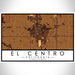 El Centro California Map Print Landscape Orientation in Ember Style With Shaded Background