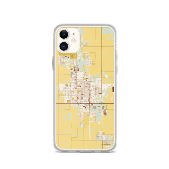 Custom iPhone 11 El Centro California Map Phone Case in Woodblock