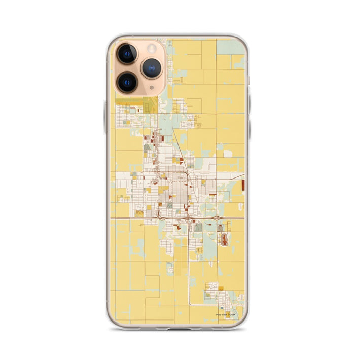 Custom iPhone 11 Pro Max El Centro California Map Phone Case in Woodblock