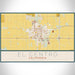 El Centro California Map Print Landscape Orientation in Woodblock Style With Shaded Background