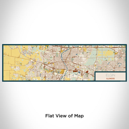 Flat View of Map Custom Elgin Illinois Map Enamel Mug in Woodblock