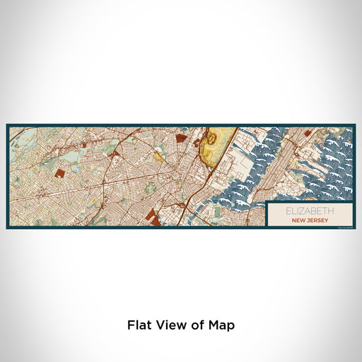 Flat View of Map Custom Elizabeth New Jersey Map Enamel Mug in Woodblock