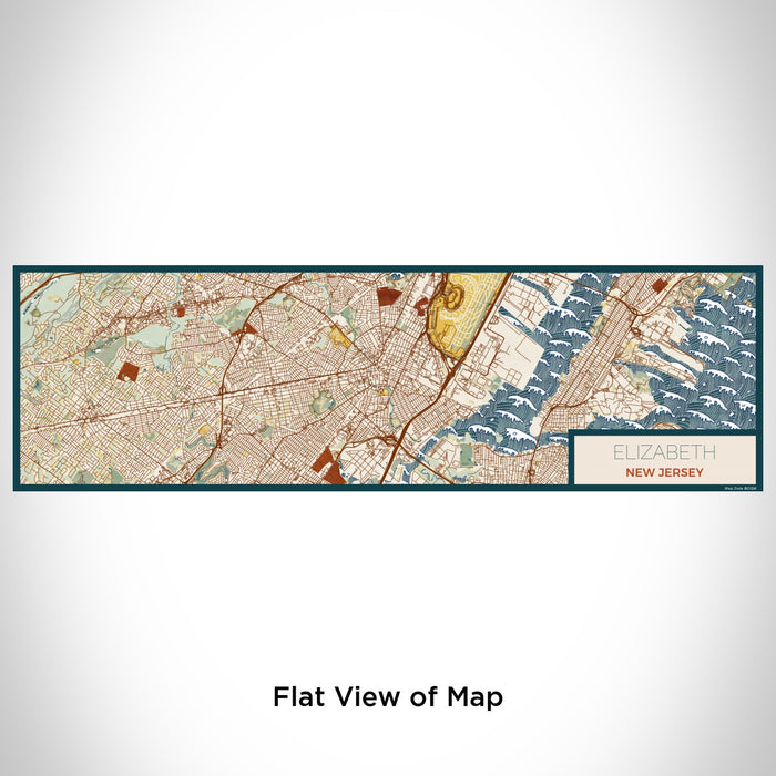 Flat View of Map Custom Elizabeth New Jersey Map Enamel Mug in Woodblock
