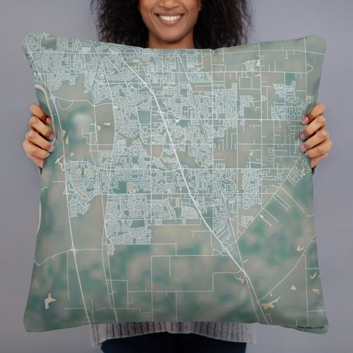 Person holding 22x22 Custom Elk Grove California Map Throw Pillow in Afternoon
