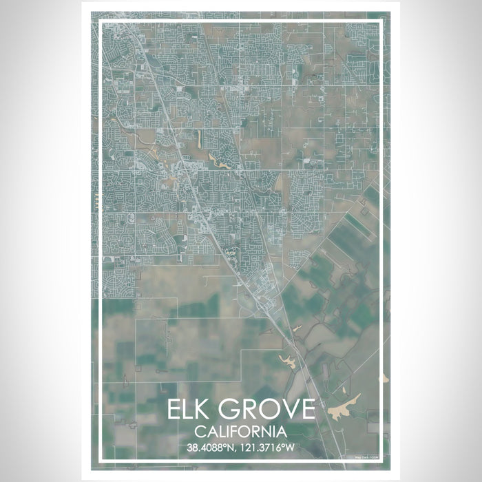 Elk Grove California Map Print Portrait Orientation in Afternoon Style With Shaded Background