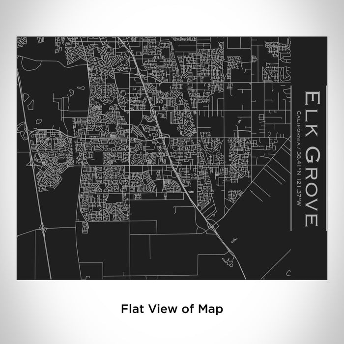 Rendered View of Elk Grove California Map Engraving on 20oz Stainless Steel Insulated Bottle with Bamboo Top in Black