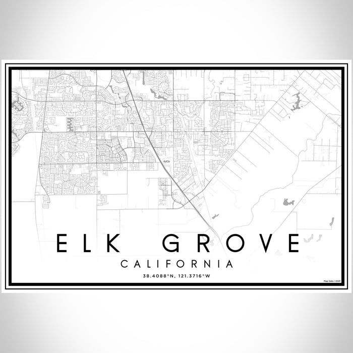 Elk Grove California Map Print Landscape Orientation in Classic Style With Shaded Background