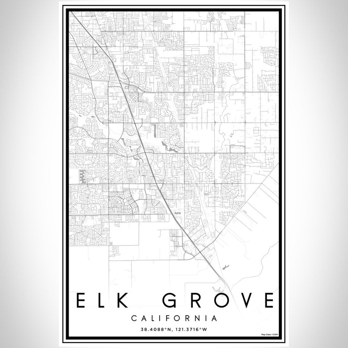 Elk Grove California Map Print Portrait Orientation in Classic Style With Shaded Background