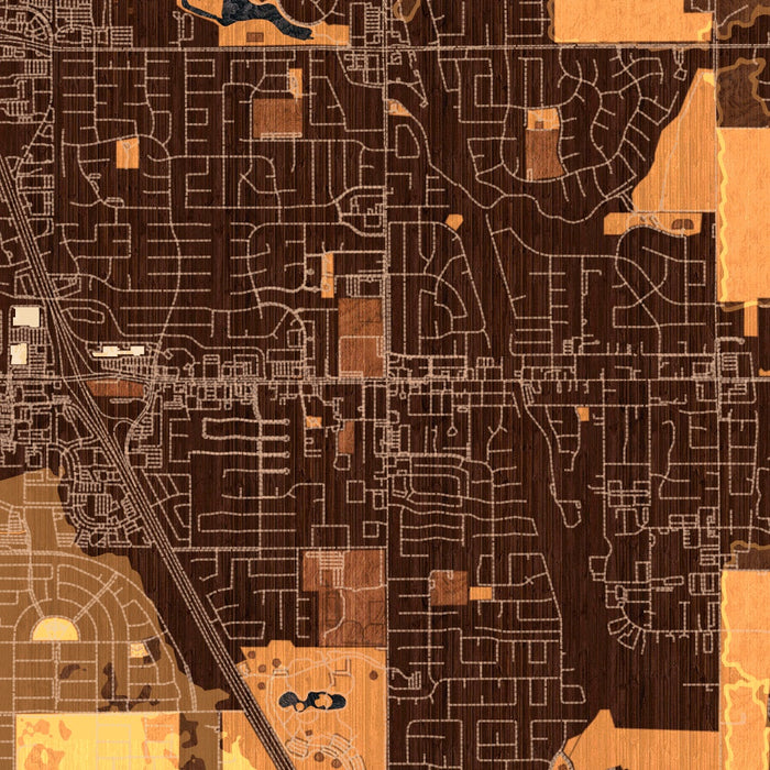 Elk Grove California Map Print in Ember Style Zoomed In Close Up Showing Details